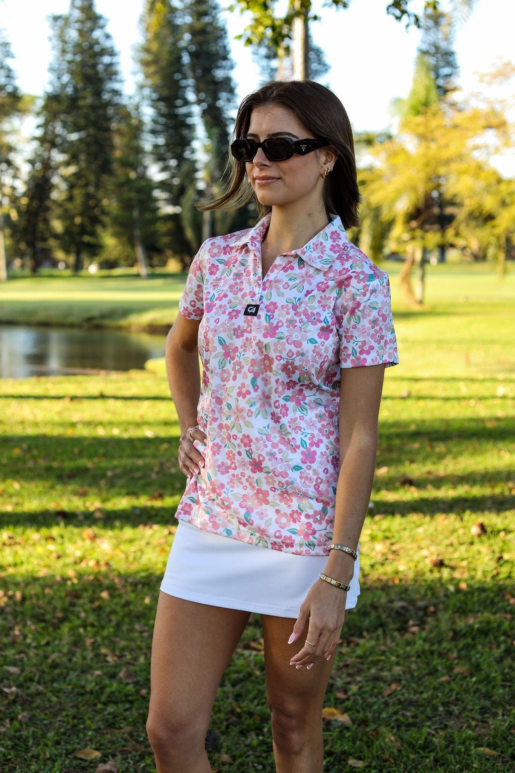 Custom Apparel Women's Golf Shirts | V Neck | Fairway Bloom
