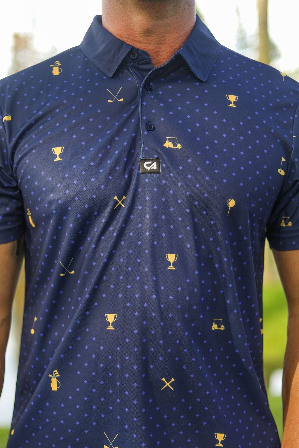 Custom Apparel Men's Golf Shirt | Statement | Navy & Gold