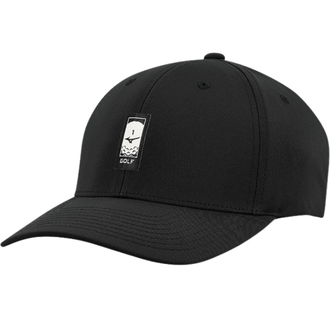Black nike golf hat with white logo and strap.