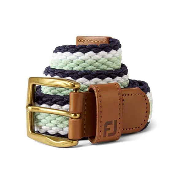 Footjoy Men`s Golf Belt | Braided Canvas | Navy/White/Sage