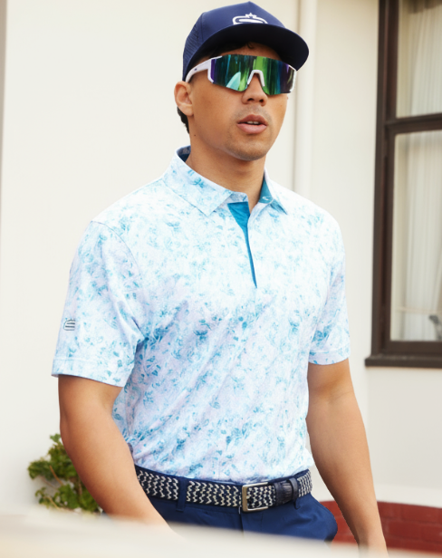 Men's Photo Flora Dry Tech Performance Golfer Polo Shirt