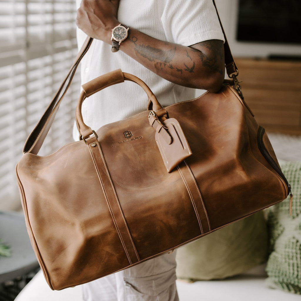 Balvaro Vintage Leather Duffel Bag