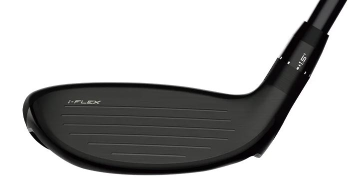 Black i-flex golf club head with textured surface and sleek design.