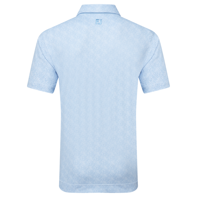 Footjoy Men`s Golf Shirt | EU Speckle Print Pique | Blue Jay/White