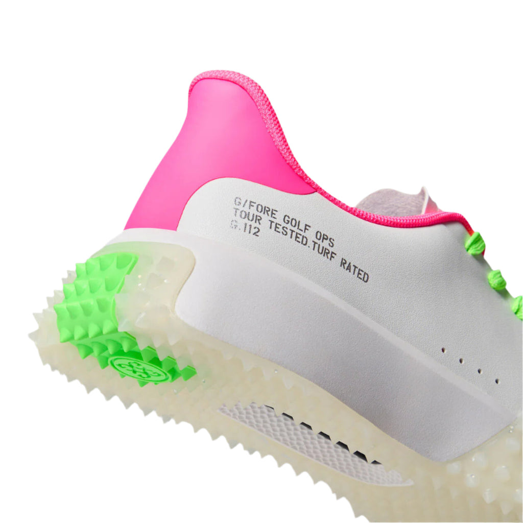 G Fore Women`s Golf Shoe | G.112 Leather Kiltie | Snow/Multi