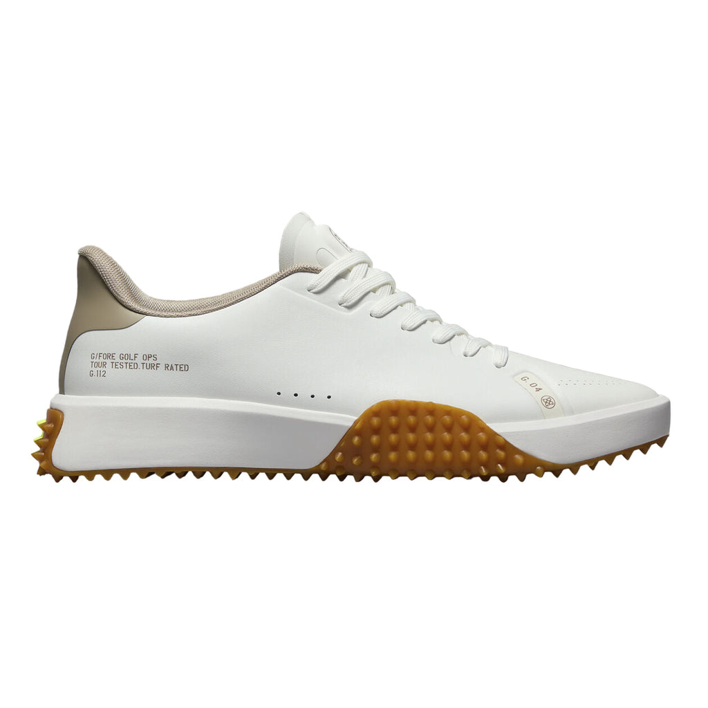 G/Fore Men`s Golf Shoe | G112 Leather | White/Beige/Nylon Yellow