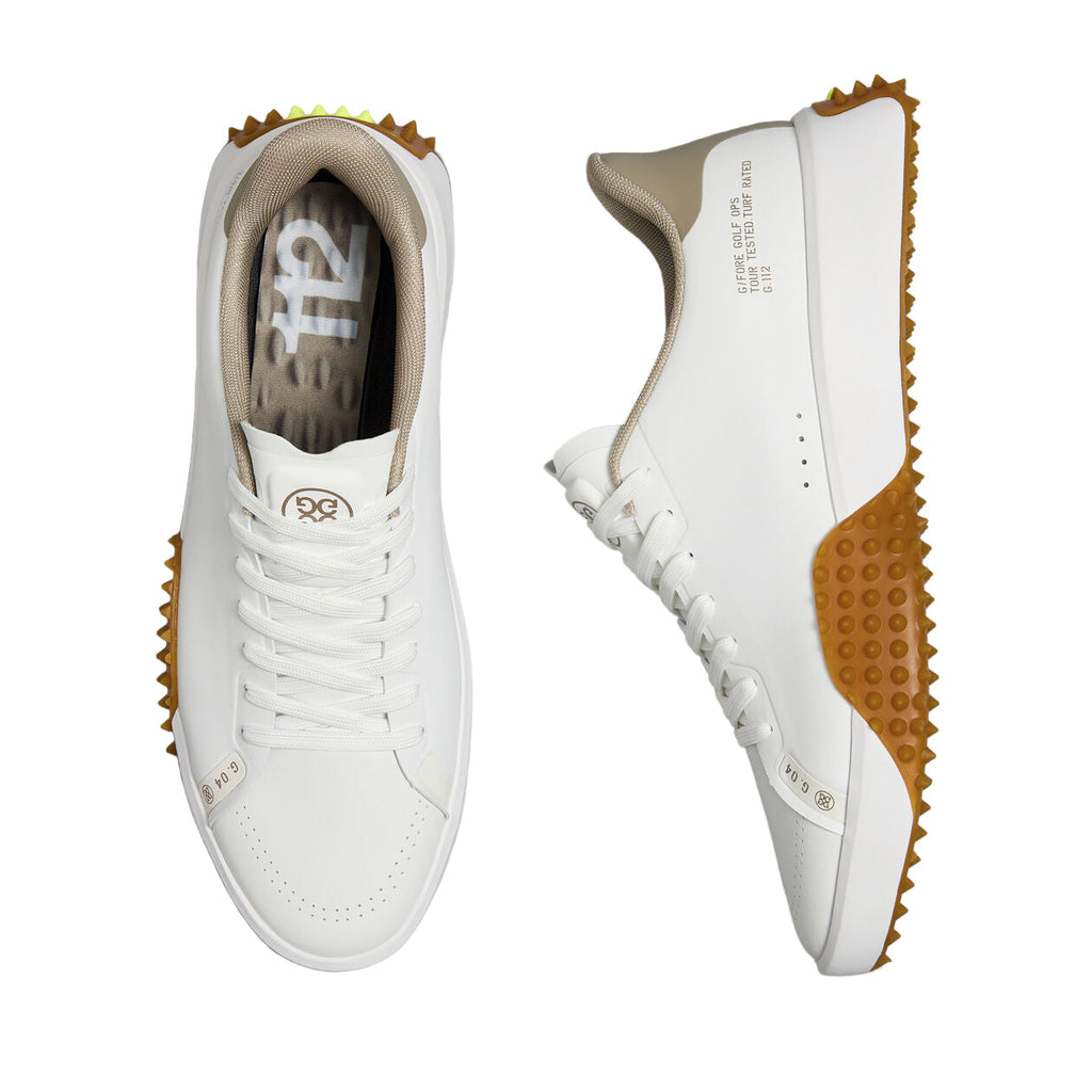 G/Fore Men`s Golf Shoe | G112 Leather | White/Beige/Nylon Yellow