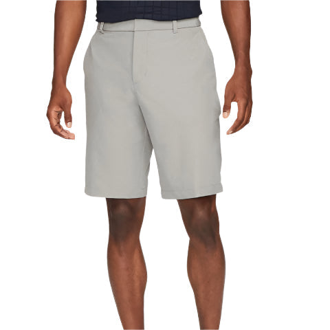 Nike golf flex shorts, light gray with white waistband and belt loop.