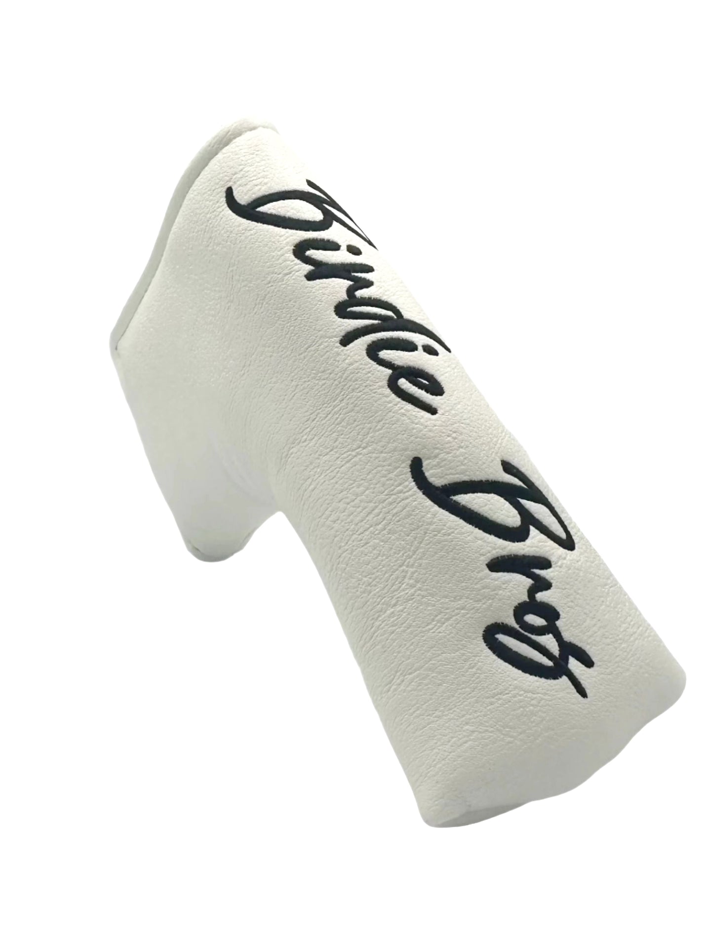 White putter cover with black script ’pirnace bros’ design.