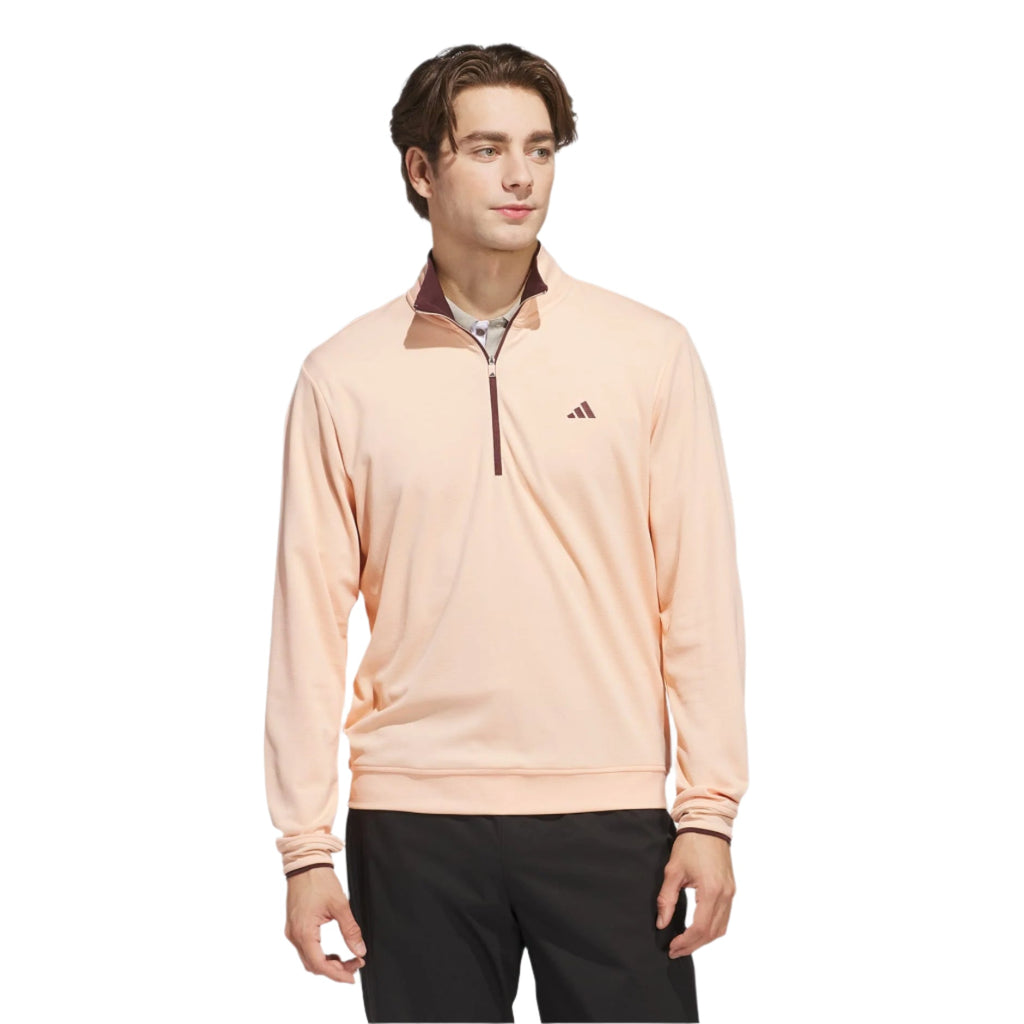 Adidas Men's Golf Sweatshirt | Performance Core | Quarter Zip | Peach/Black