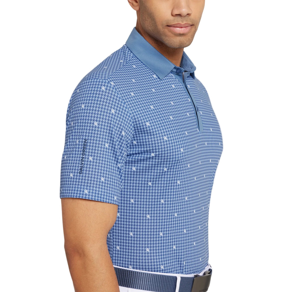 Galvin Green Men`s Golf Shirt | Marley | Moonlight Blue/White