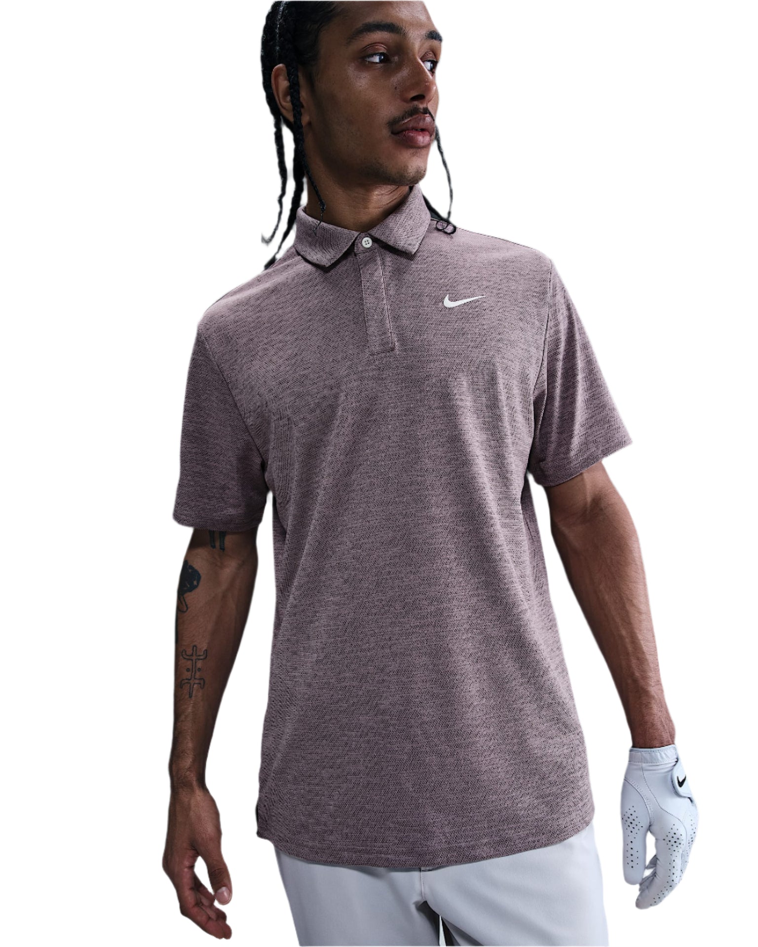 Nike Men's Golf Shirt | Tour Polo Jacquard | Taupe Grey/Cave Purple