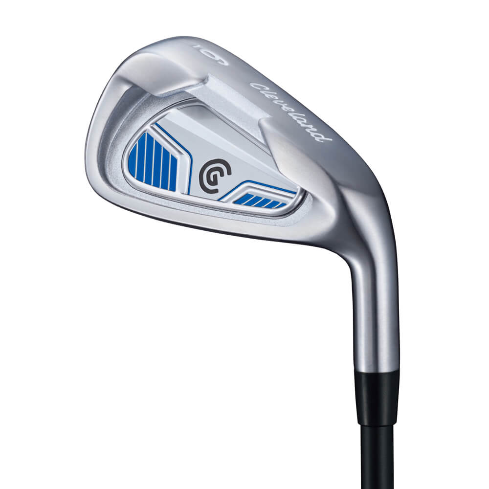 Silver and blue golf iron with a black shaft, featuring the callaway brand logo.