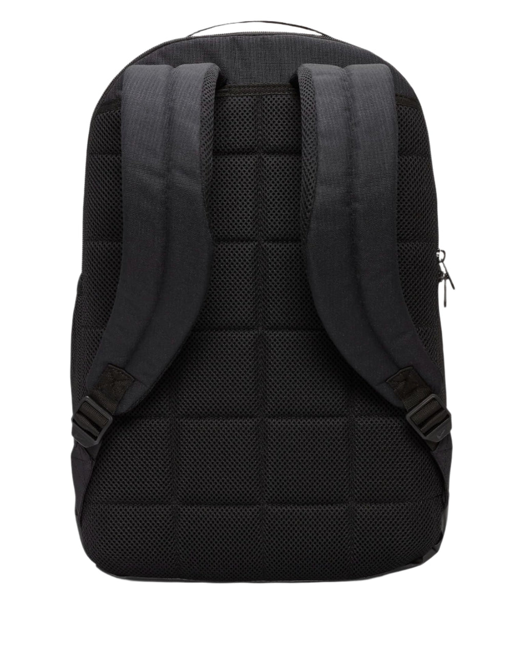 Black mesh backpack with padded straps and zipper closure.