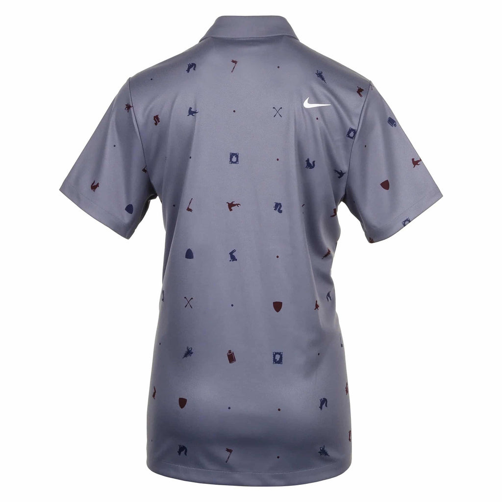 Nike golf polo shirt with small graphic prints, gray color.