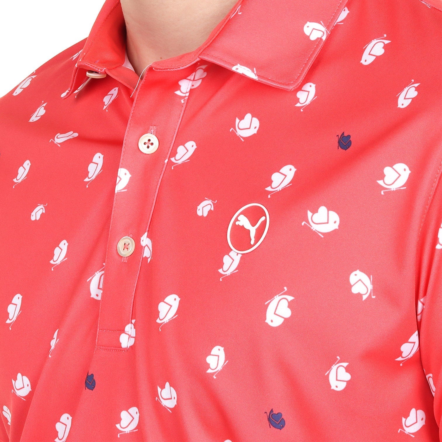 Puma Men's Golf Shirt | Pure 2.0 Polo Birdies Polo | Peach Frost-White Glow