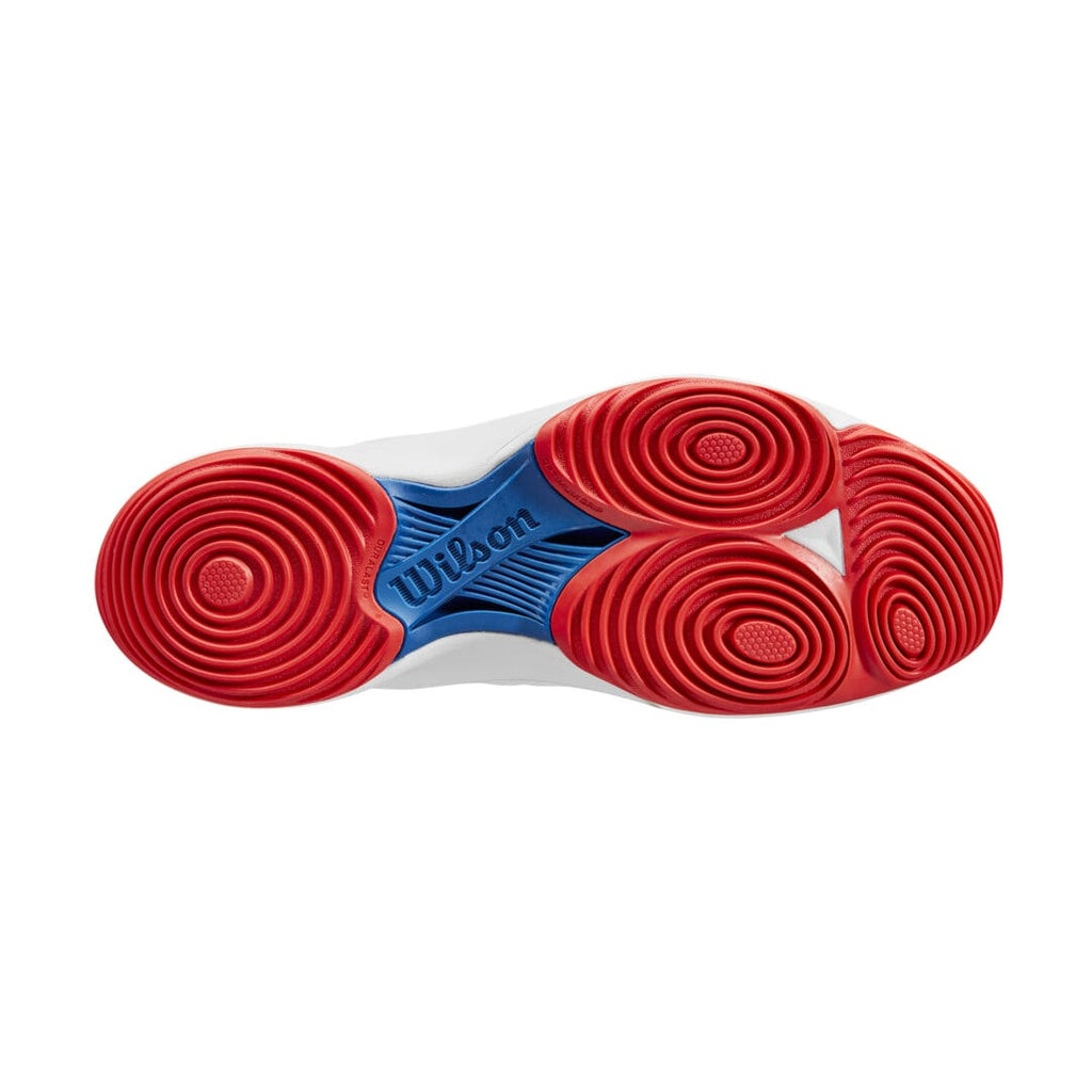 Wilson Padel Footwear | Men's Hurakn 2.0 Wht / Deja Vu Blue / Wilson Red