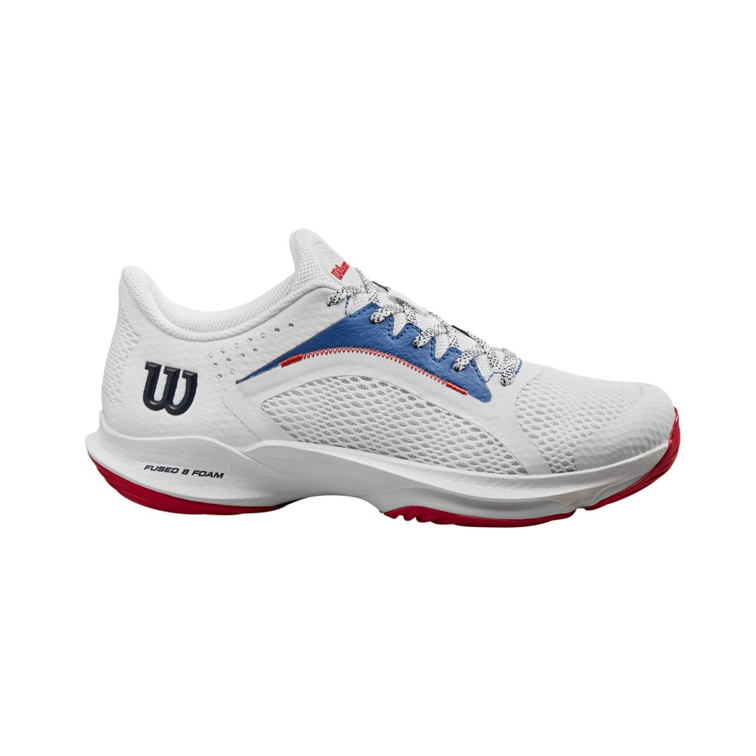 Wilson Padel Footwear | Ladies Hurakn 2.0 Wht / Deja Vu Blue / Wilson Red