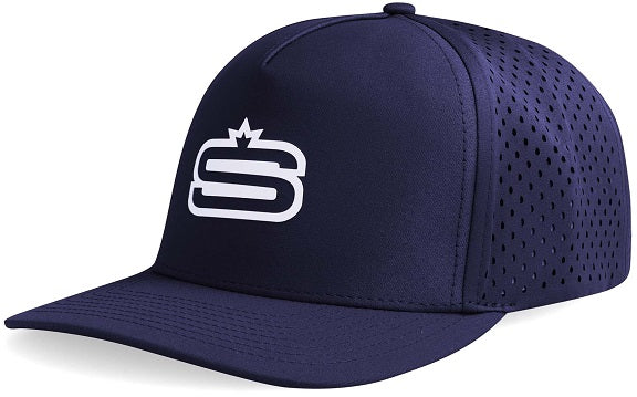 Alpha - 5 Panel Performance Cap with "S" Print & Laser Hole Detail