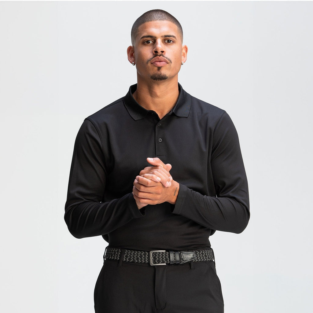 Men's Basic Performance Long Sleeve Golfer Polo Shirt