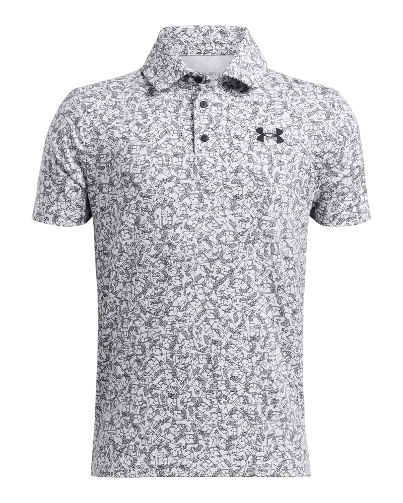 Under Armour Junior Golf Shirt | Polo | White/ Black Printed