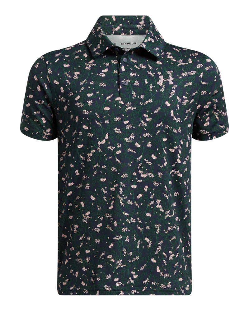 Under Armour Junior Golf Shirt | Polo | Green/Blue Printed