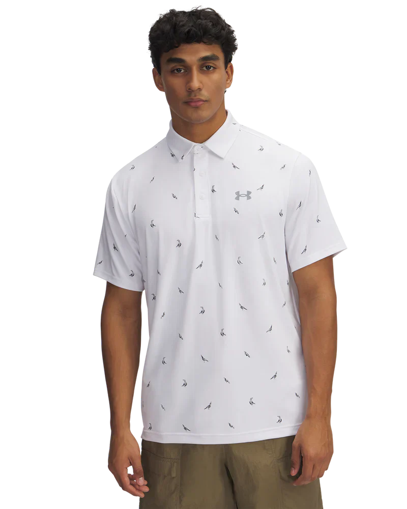 Under Armour Men's Golf Shirts | 3.0 Printed Polo | White/Birds