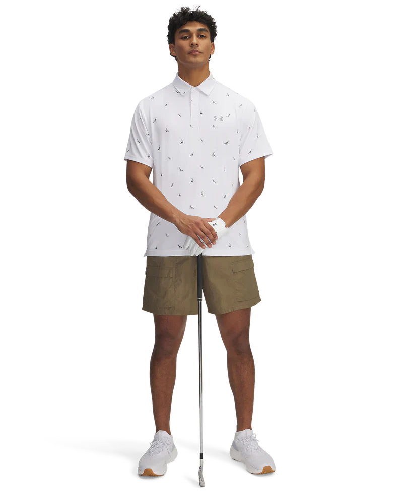 Under Armour Men's Golf Shirts | 3.0 Printed Polo | White/Birds