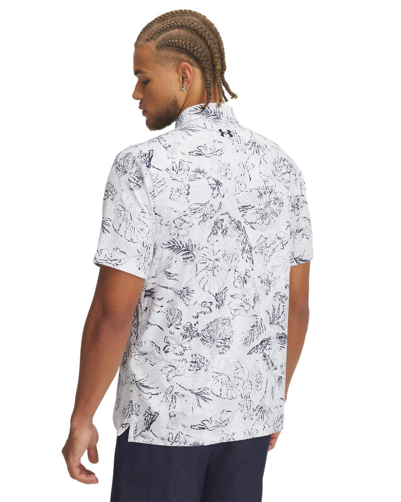 Under Armour Men's Golf Polo | 3.0 Printed Polo | White/Navy/Grey