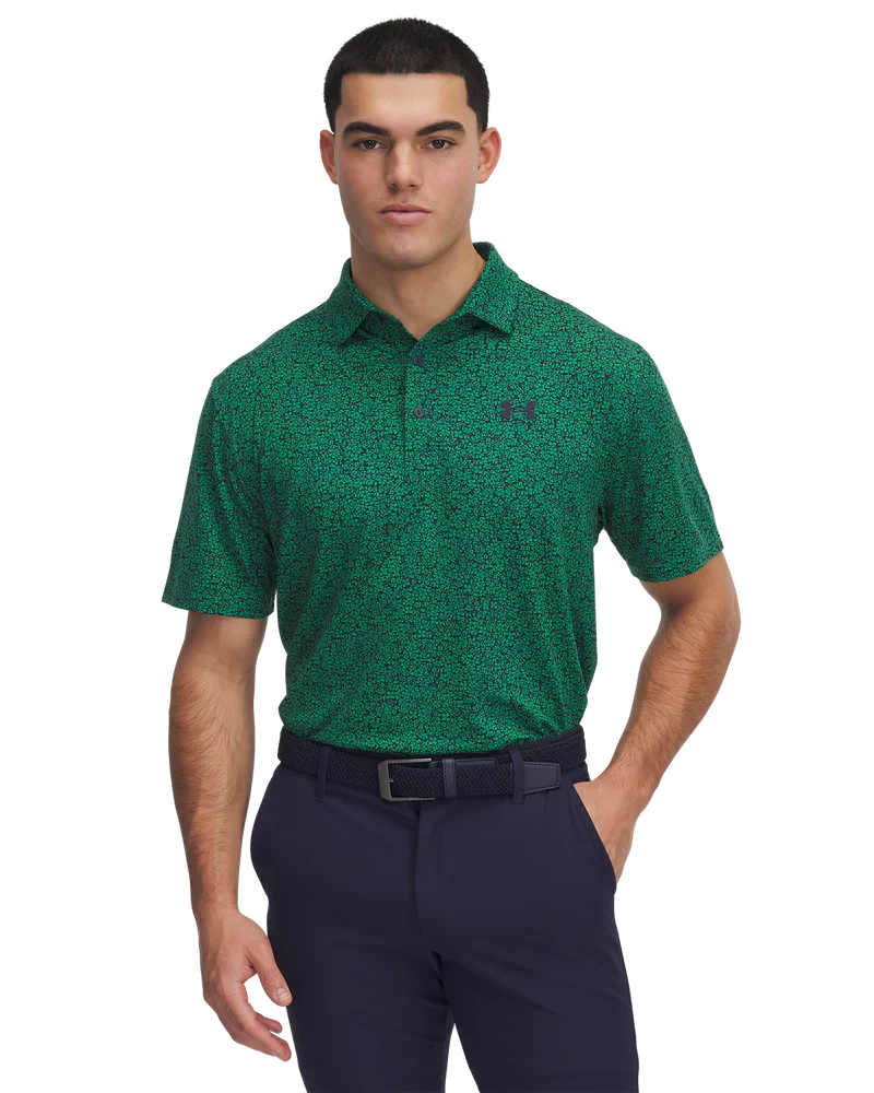 Under Armour Men's Golf Polo | 3.0 Printed Polo | Green/Black