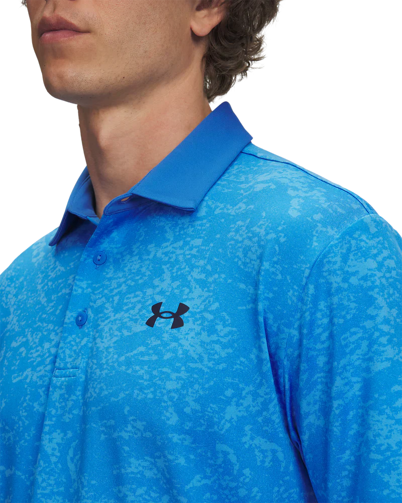 Under Armour Men's Golf Polo | Playoff 3.0 Printed Polo | Blue Atlantis