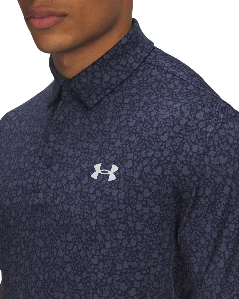 Under Armour Men`s Golf Shirt | Playoff Printed 3.0 Polo | Navy/Grey
