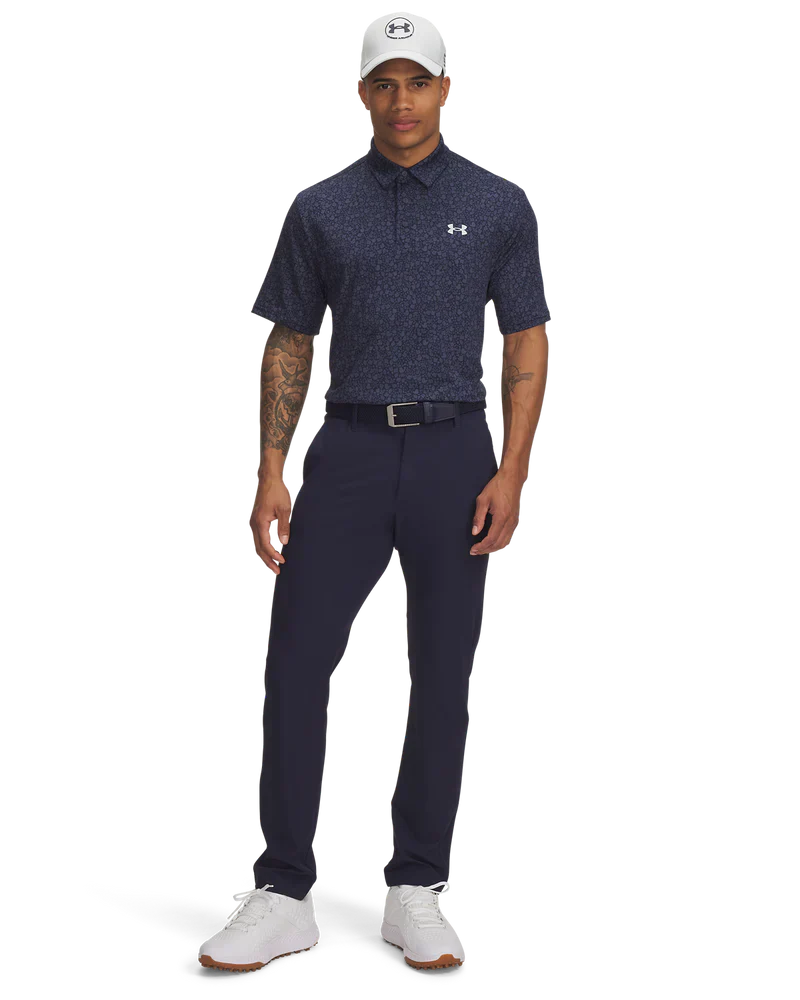 Under Armour Men`s Golf Shirt | Playoff Printed 3.0 Polo | Navy/Grey