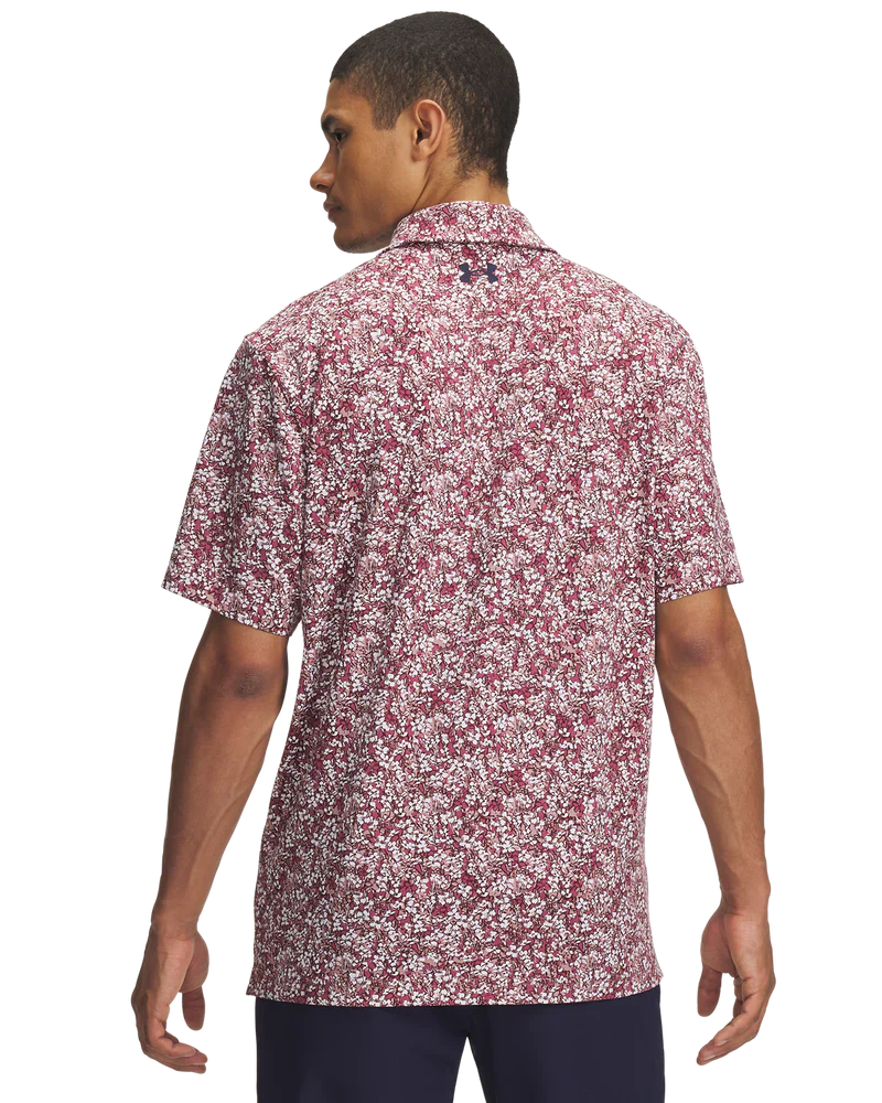 Under Armour Men's Golf Polo | Playoff 3.0 Printed Polo | Tourmaline Pink