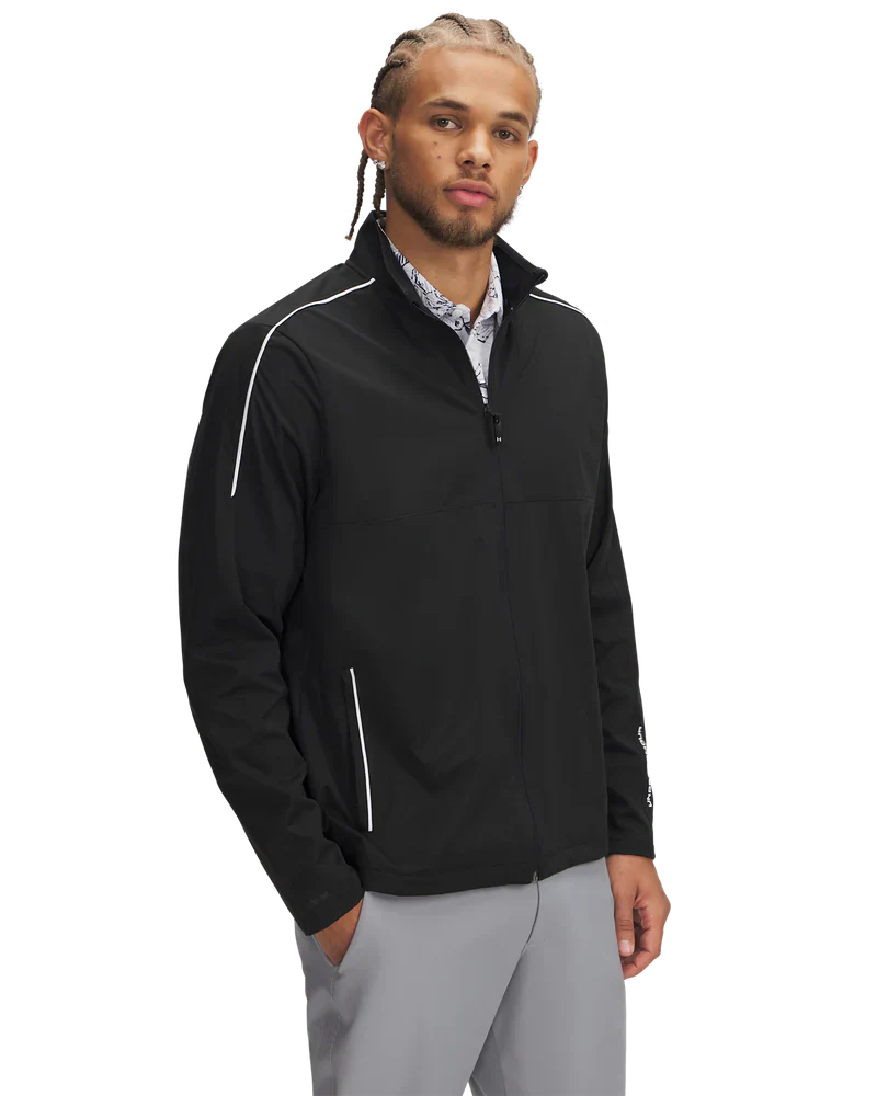 Under Armour Men's Golf Jacket | Drive Wind Full Zip | Black/White