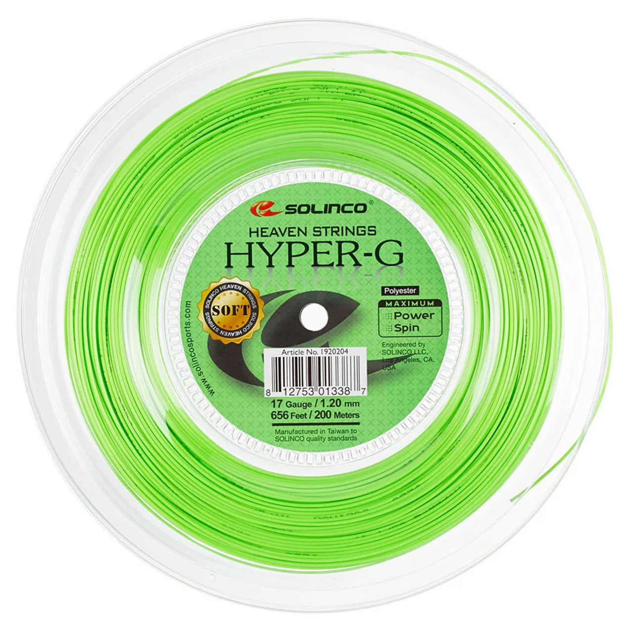 Wilson Strings | Solinco Strings | Solinco Hyper G Soft 17 Coil - Green SCSOL9